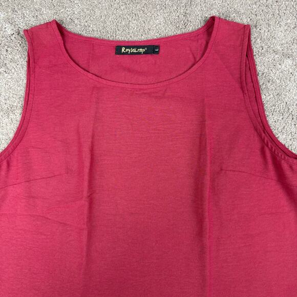 Roylamp Crop Tank Top Red Artsy Lagenlook Size L Polyester Office Glam Blouse - Picture 2 of 4
